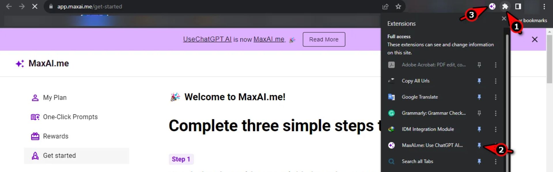 Locate the MaxAI.me Icon